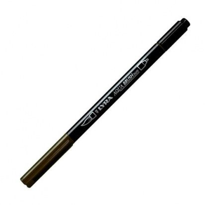 Ручка-кисть LYRA "Aqua Brush Duo", двусторонняя, Темная сепия sela65 YTQ4